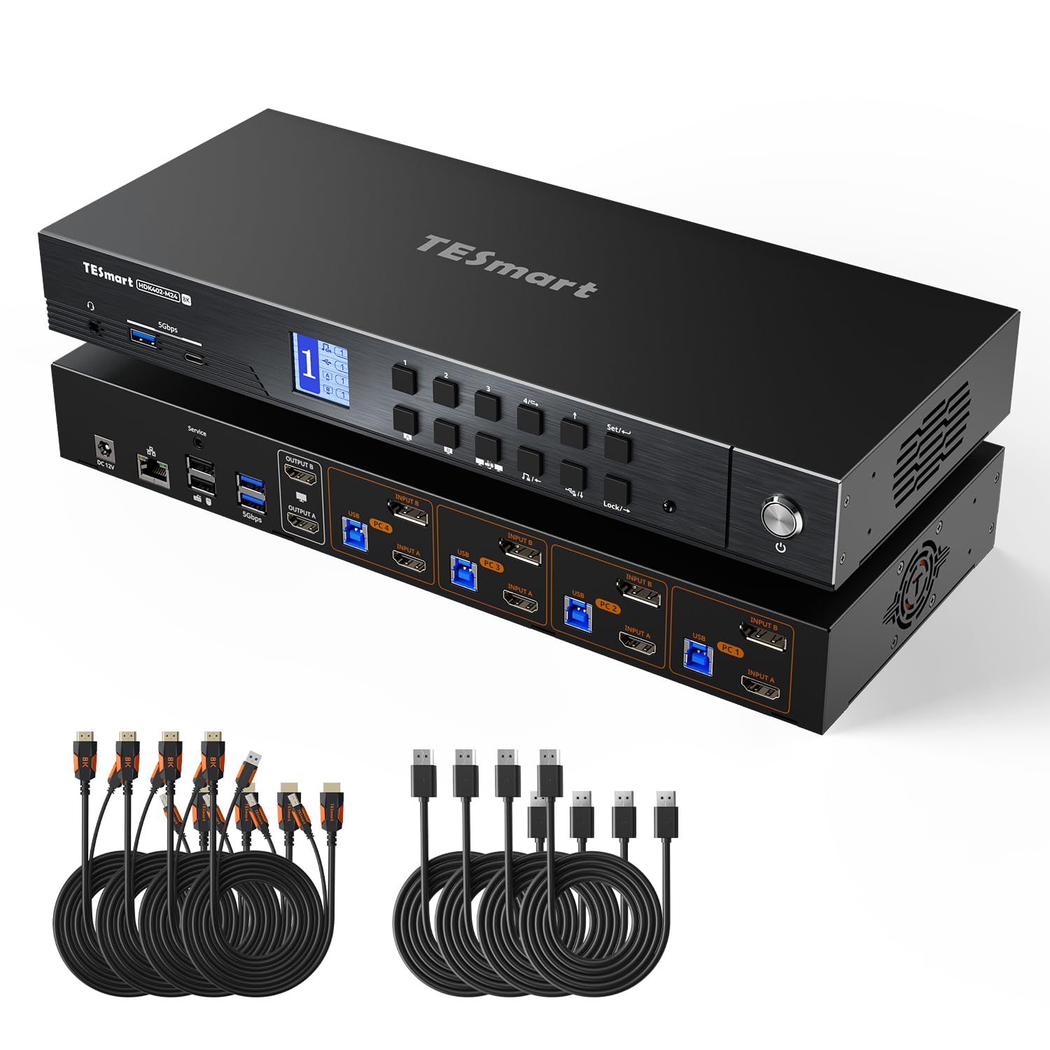 TESmart 4 PC 2 moniteurs KVM Switch HDMI Displayport, HDMI 2.1 & DP 1.4