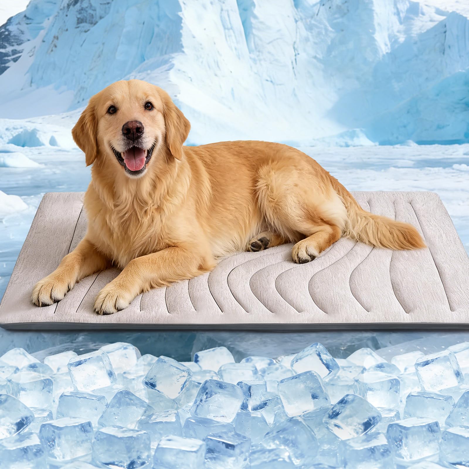 iFldnnry Dog Cooling Mat, 59"x40" Pet Cooling Pad for Extra Large Dogs, Reversible Summer Cooling Blanket, Thickened Scratch-Resistant Mat for Floor, Couch & Grass, Machine Washable