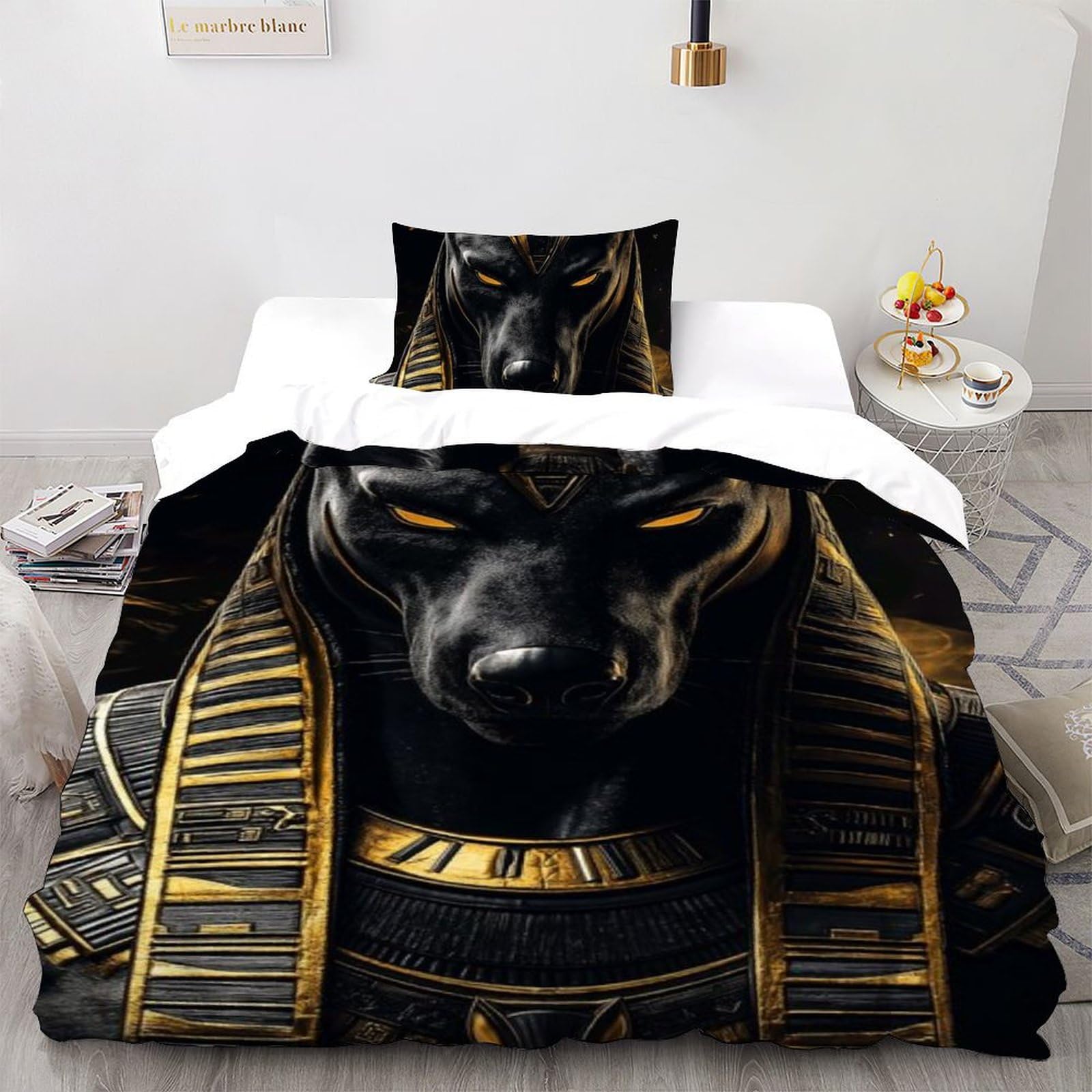 Housse de couette chien égyptien 135x200cm pour chambre d'enfant sur le thème animaux