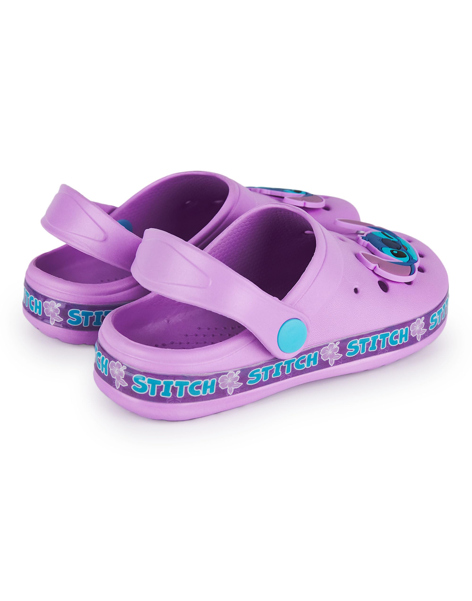 Disney Sabots Lilo & Stitch pour Filles | Chaussures Enfant à Enfiler avec Breloques Stitch Roses | Sandales/Mules d'intérieur et d'extérieur à l'effigie du Personnage, avec Bride Ajustable