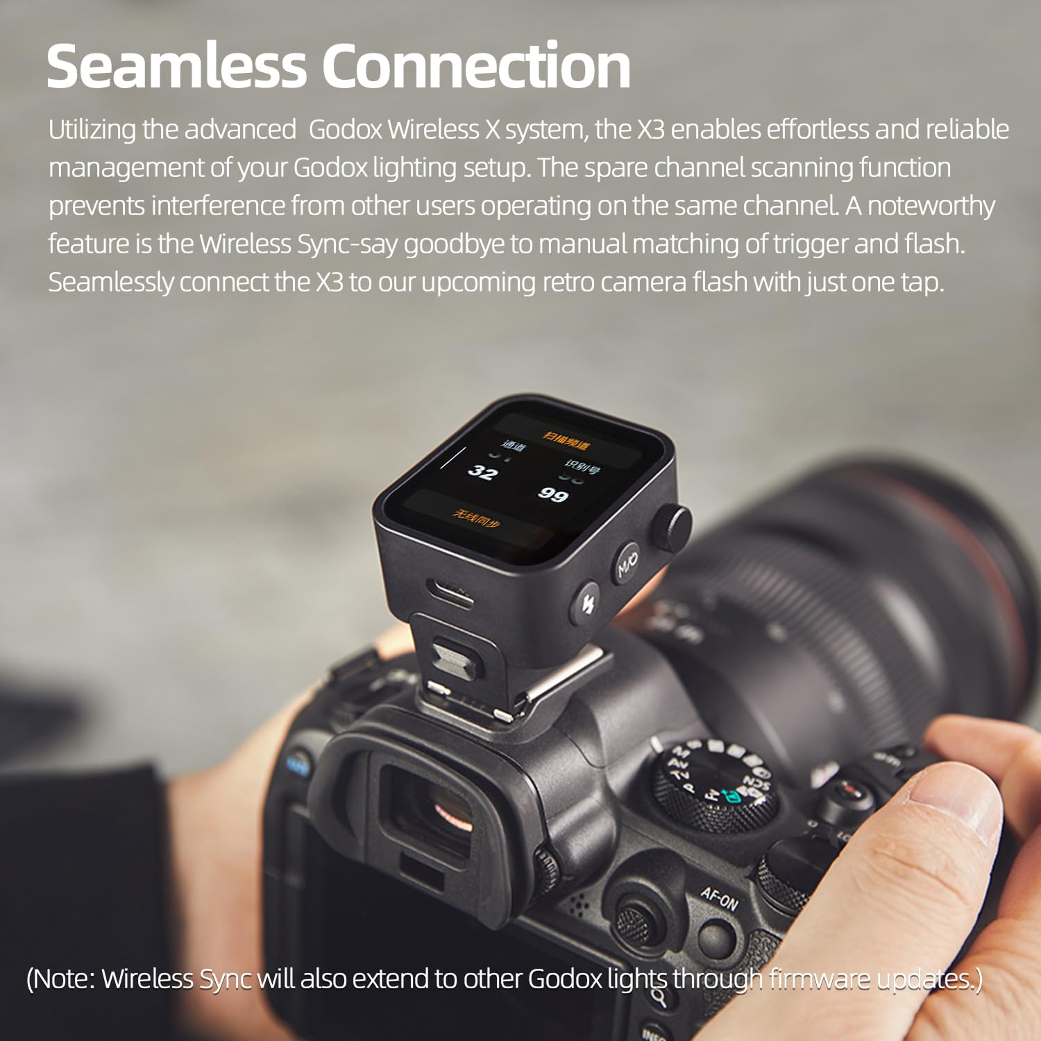 Godox Guide de flash sans fil X3 F à écran tactile TLL - Mesure automatique - Synchronisation haute vitesse - Batterie au lithium intégrée - Flash de studio - Déclencheur sans fil - Charge rapide