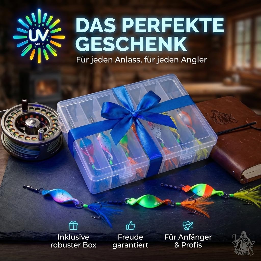 Messeneuheit 2025 Spoons Forelle Mega Twist 10 Stück in Spoonbox | Forellen Angeln Spoon Set Forellenköder | Forellen Blinker Angeln Forelle | Spinner Set Trout