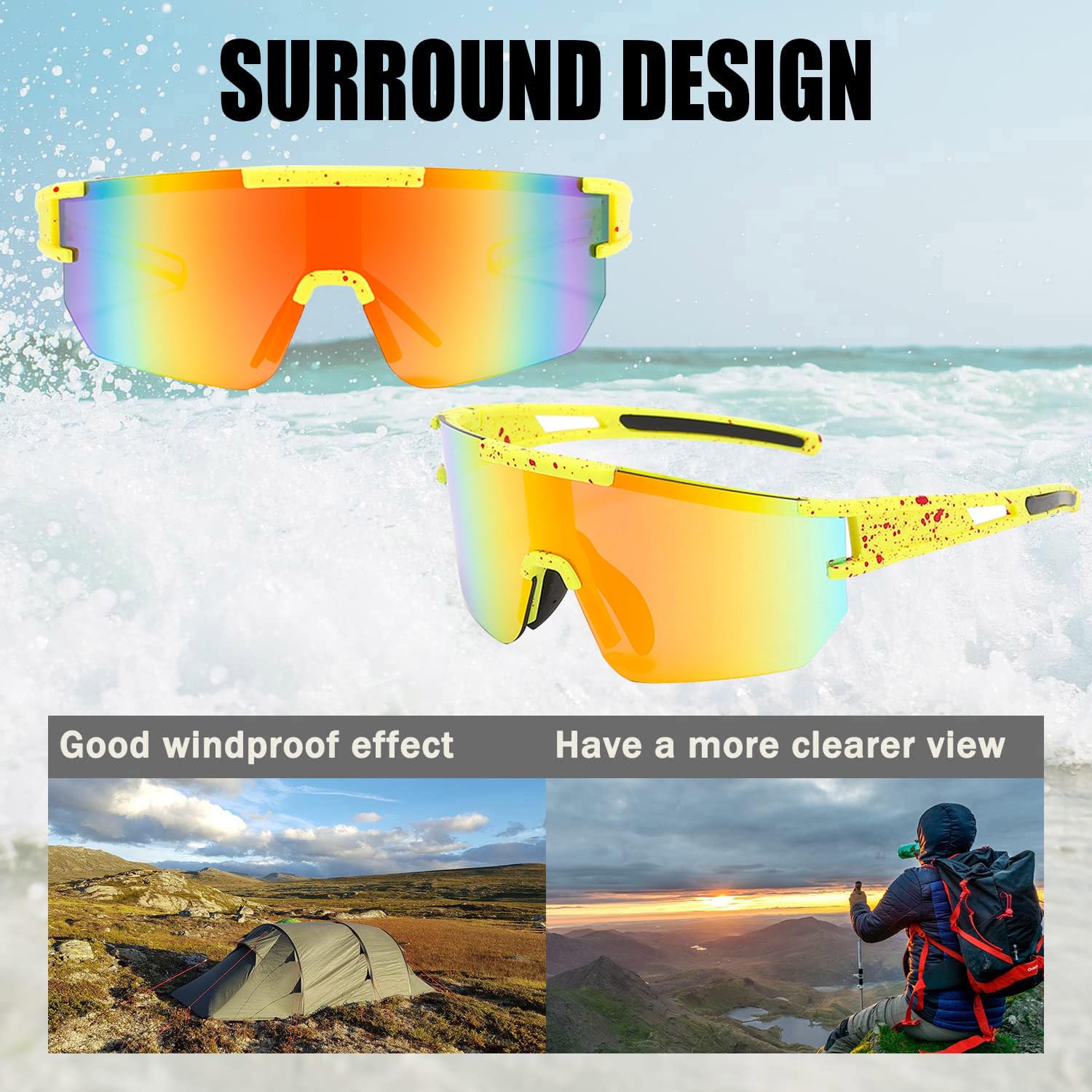 Lunettes De Sport Polarisées MUSELK - UV400 - Monture TR90 Incassable - Pour VTT, Ski, Running