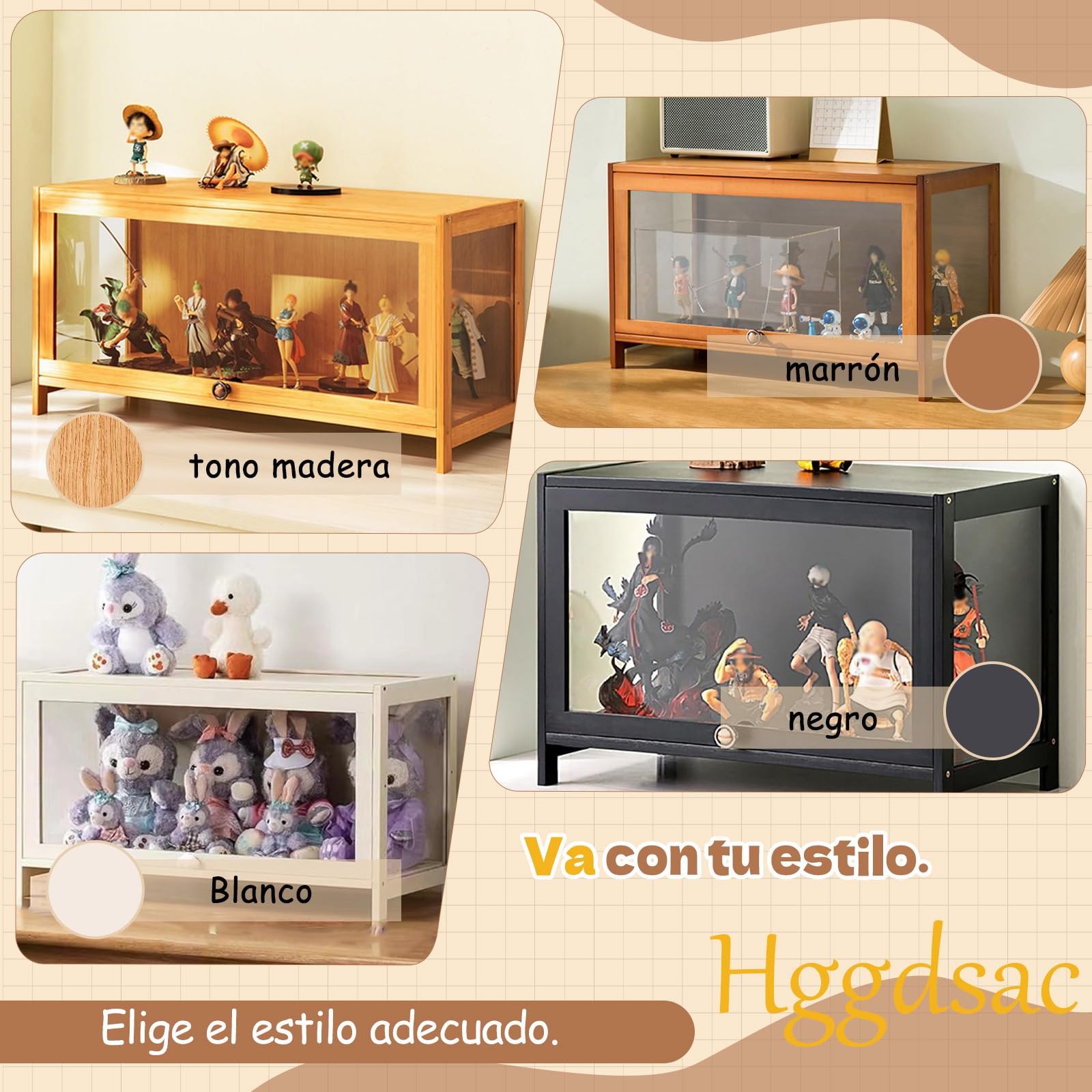 Vitrina expositora Hecho de Marco de bambú Natural,Vitrina Expositora,Multifuncional de Vidrio a Prueba de Polvo,fácil de Instalar,selado e à Prova de pó（Blanco-80×32×40cm）