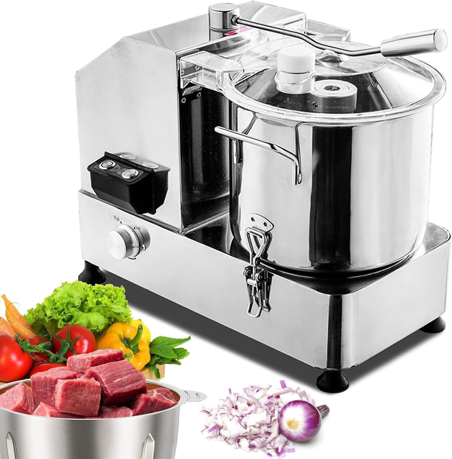 Picadora eléctrica de alimentos, procesador automático con velocidad ajustable, rallador de acero inoxidable para verduras, carne y cebollas