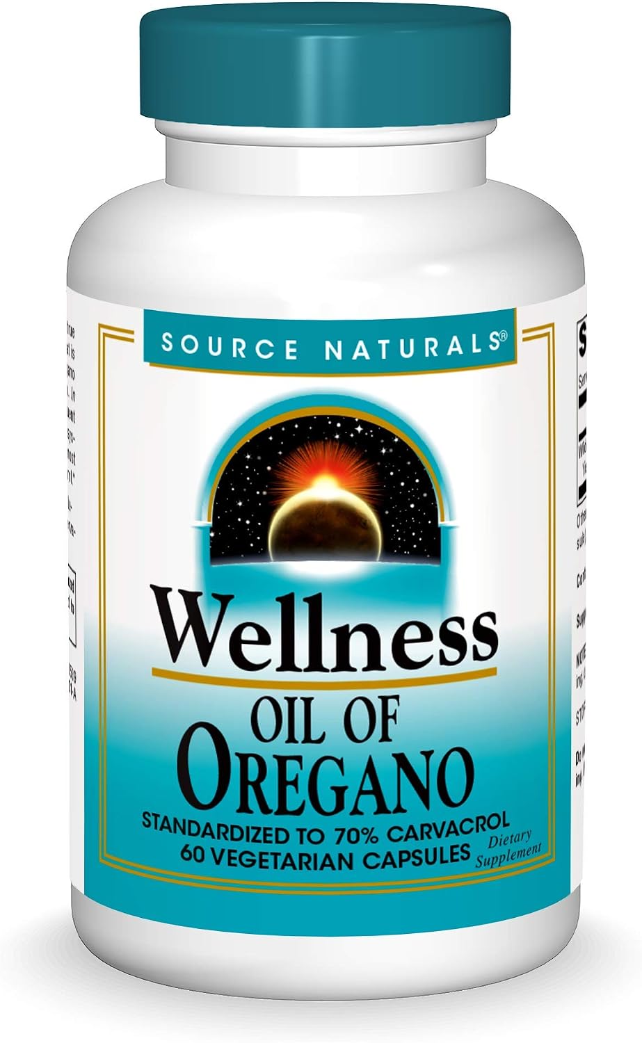 Source Naturals Wellness Oil of Oregano - Standardized to 70% Carvacrol - 60 Vegetarian Capsules