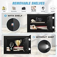 Vista 6 de 1.8 Cu Ft Safe Box with Fireproof Waterproof for Documents - Steel Security Personal Safe with Digital Electronic Keypad, Emergency Battery Box &