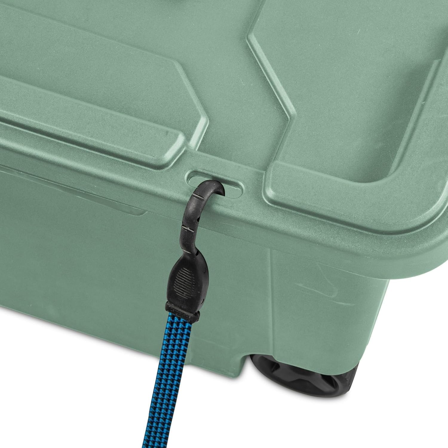 Storage Bin 40 Gallon 160 Qt Wheeled Industrial Tote Plastic Rolling Stacker Storage Box, Tough Lidded Stackable Storage Container for Garage,Home, and Camping Green Sage Base and Lid 2-pack