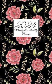 2024 Weekly and Monthly Planner: Small Size 5x8 Inches | One Year Calendar Schedule Organizer (12 Months from January to December) with Holidays | Red Floral Cover