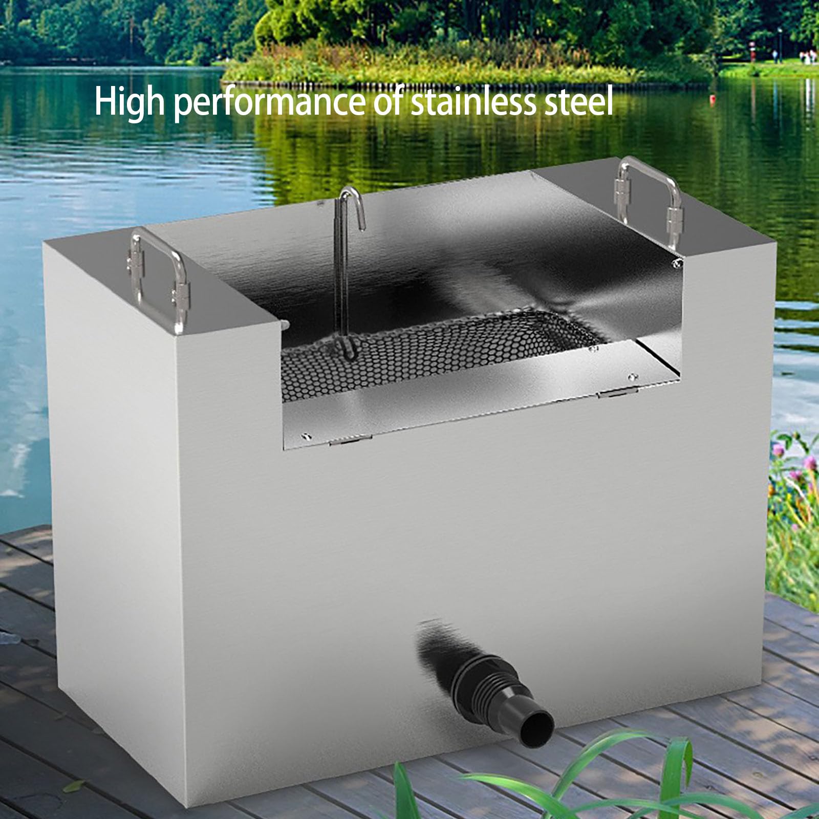 Skimmer per laghetto con pompa ad alto flusso, raccoglitore multiuso per la pulizia di piscine e laghetti, strumento resistente per ridurre il letame