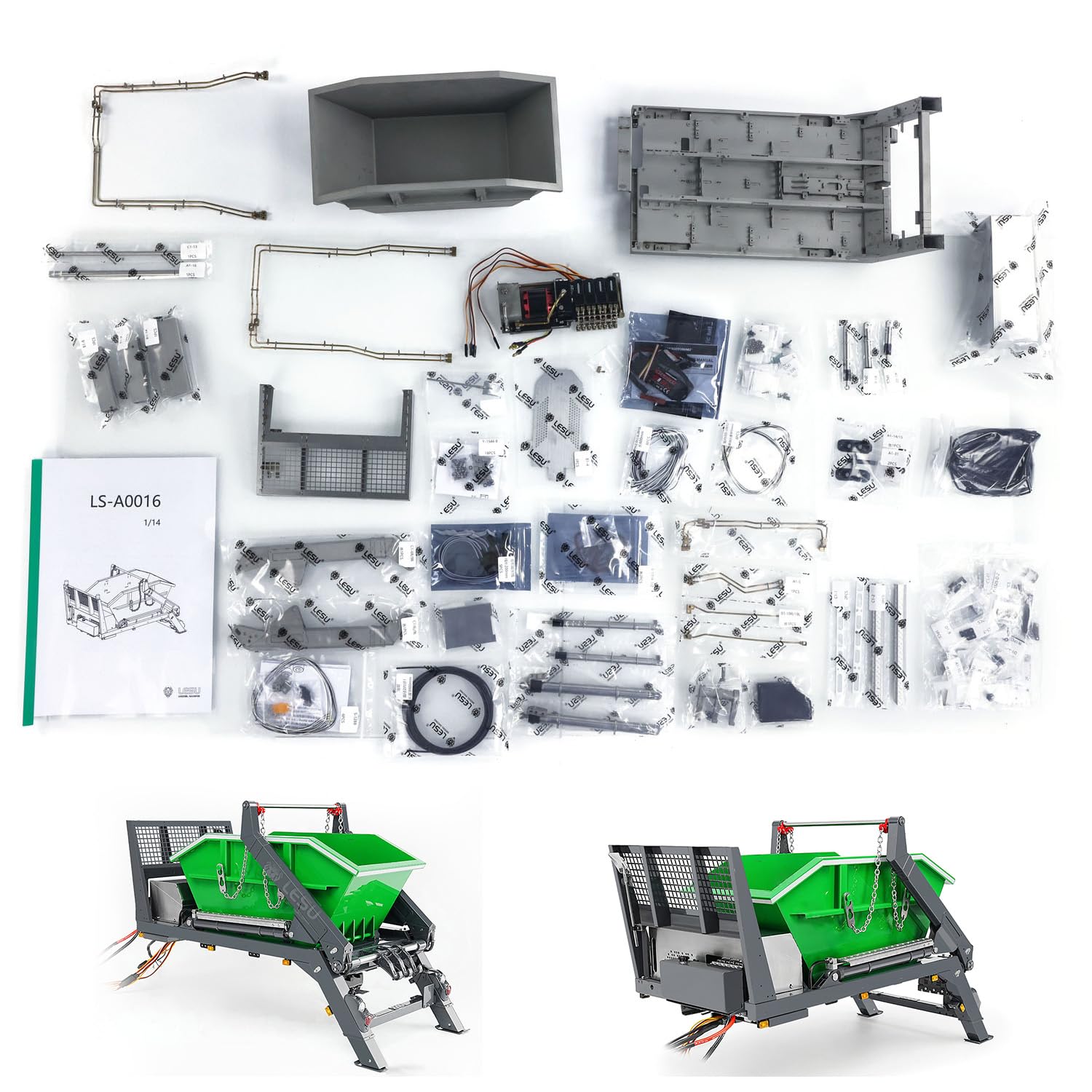 TOUCAN RC HOBBY Kit pompa a secchio in metallo per pompa idraulica LESU RC 1/14 per adulti