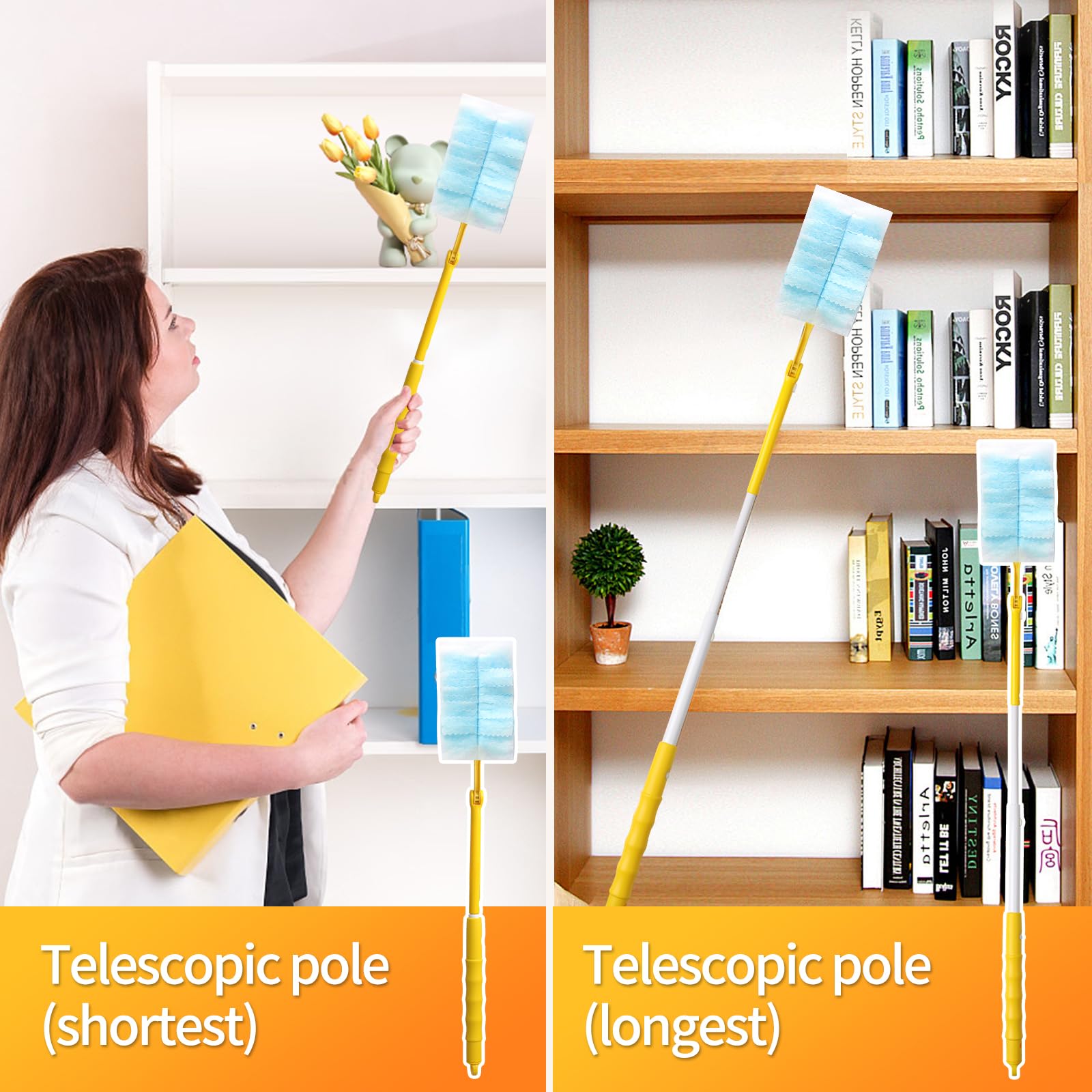 30 recambios de plumero electrostático de 180° para plumero Swiffer, recambios de polvo multisuperficie, plumero de microfibra para limpieza con 1 mango retráctil, sin perfume