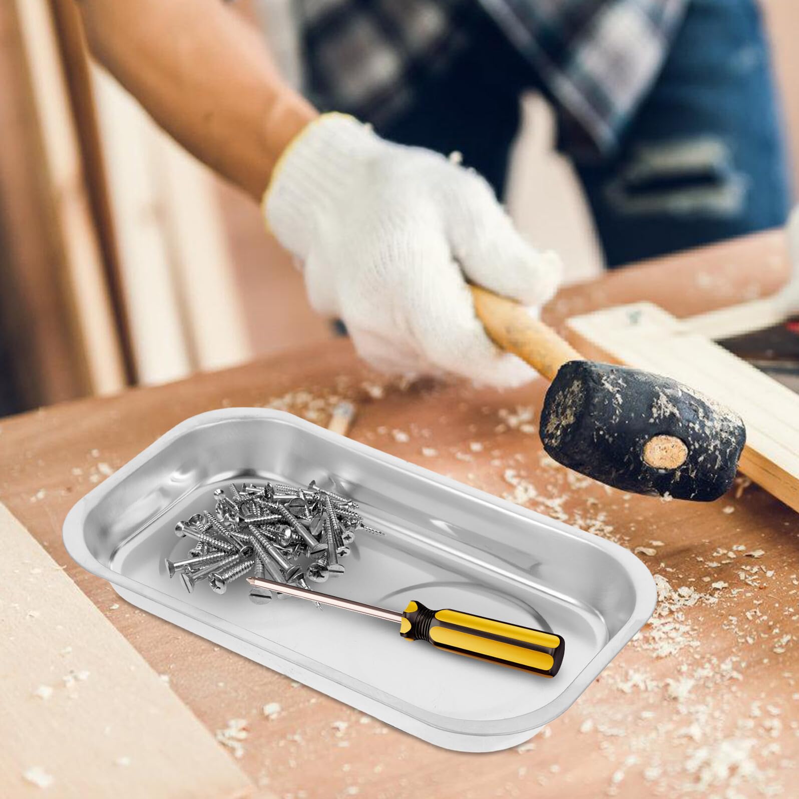 Sosoport Magnetische Teileschale Edelstahl Magnetische Werkzeugablage für Schrauben und Muttern Kompakte Metallschale mit Starker Haftkraft für Werkstatt und Heimwerker