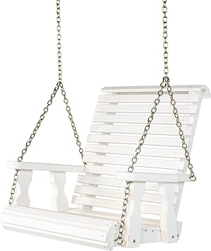 Amish Heavy Duty Roll Back Pressure Treated Swing Chair Semi-Solid White Stain
