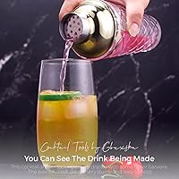 Vista 5 de Coctelera de vidrio de 14.2 onzas, coctelera de Martini, coctelera de bebidas, perfecta para cócteles hechos a mano, martinis (plateado)