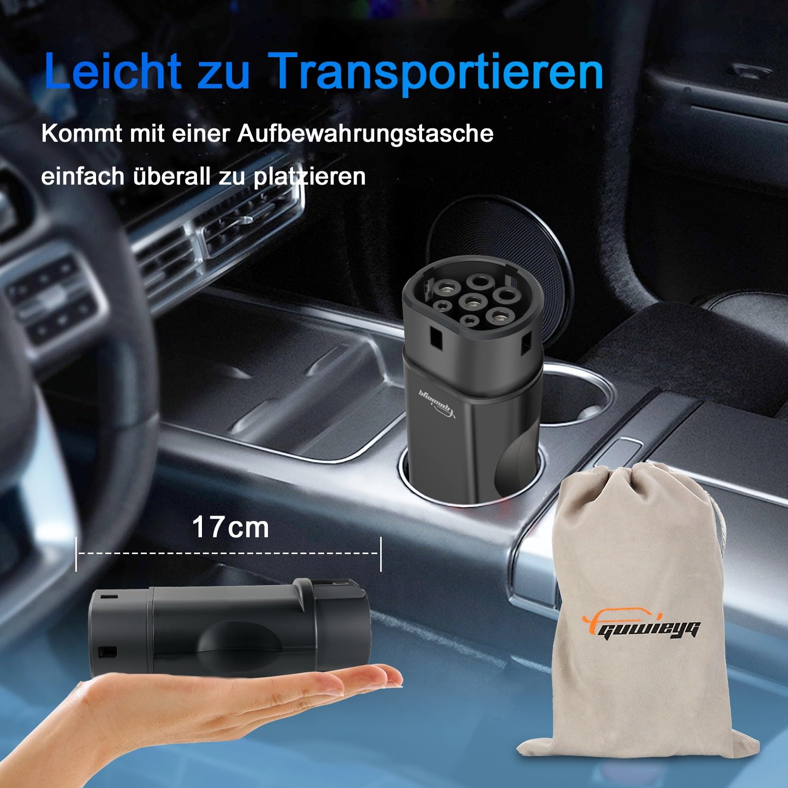 Typ 1 auf Typ 2 Adapter, passend für Type2 EVs, EV-Ladeadapter SAE j1772 auf IEC62196 EV-Ladeadapter