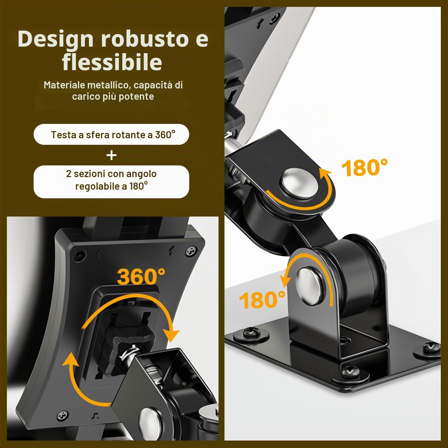 Tendak Supporto da Parete per Smartphone e Tablet, Regolabile Metalli Supporto Muro, Compatibile con Tutti i Dispositivi da 4,7-13,5 Pollici