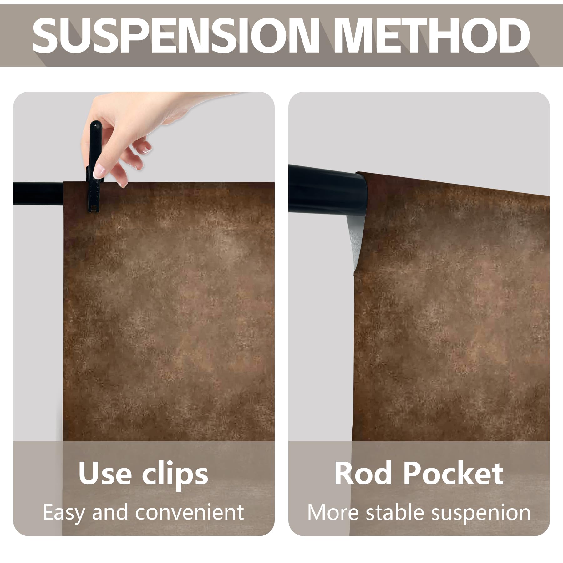 ZTHMOE 5x7ft Fabric Blue Abstract Texture Photography Backdrop (No Stand No Clips) Portrait Photoshoot Background Adult Newborn Child Headshot Photo Studio Props Booth Rod Pocket On Top: 8'x10' Brown