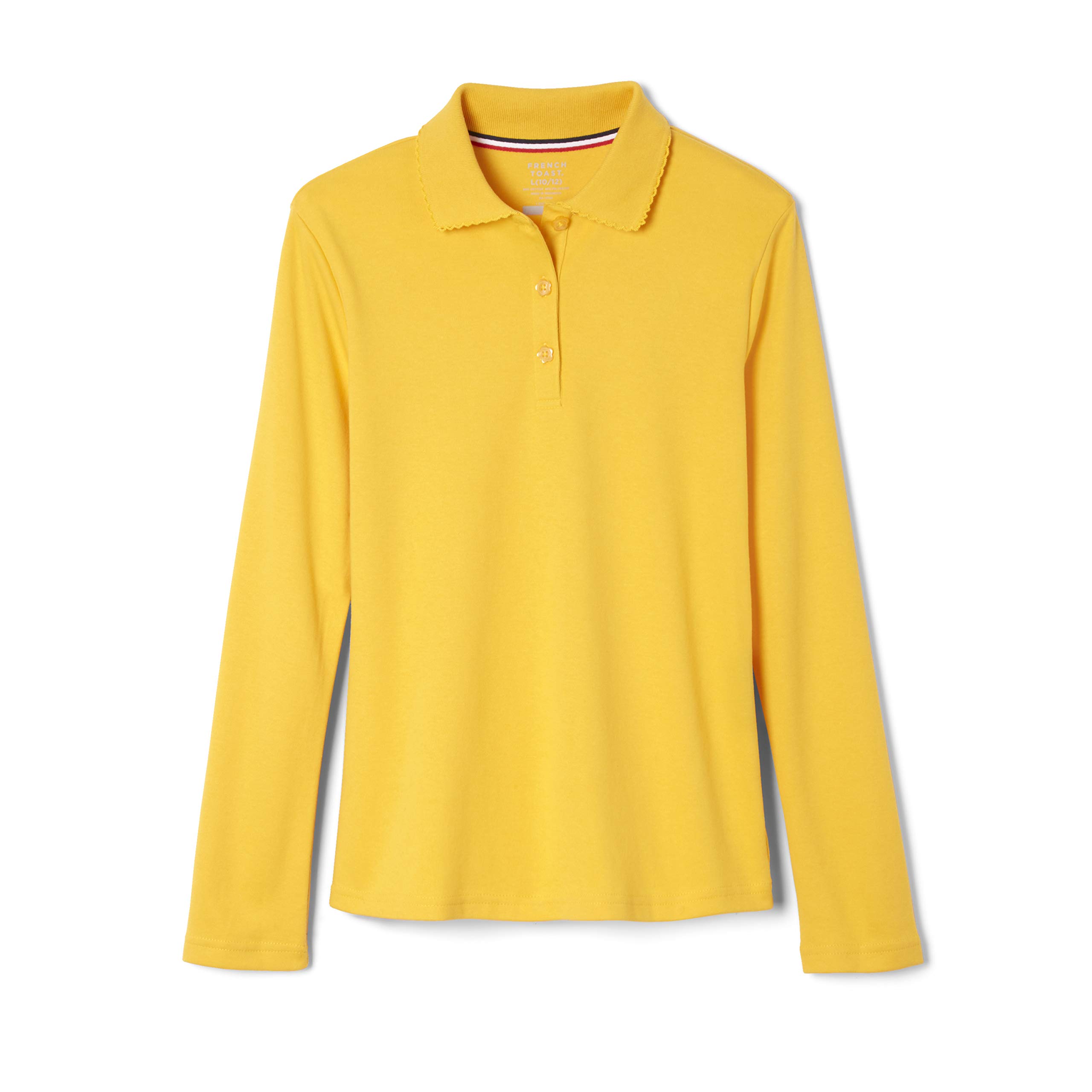 French Toast Girls' Uniform Long Sleeve Polo with Picot Collar (Standard & Plus)