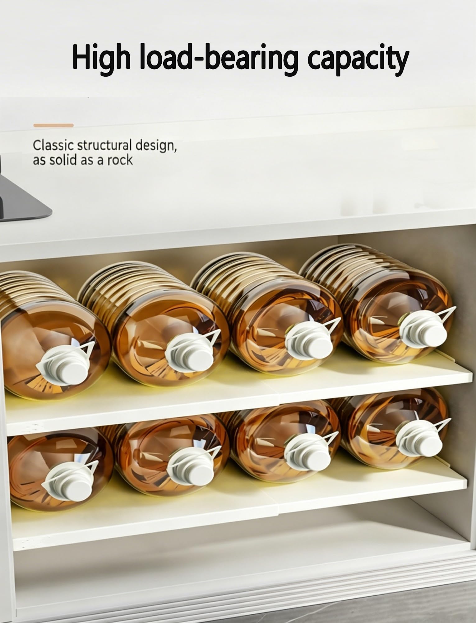 Organizer espandibile per armadietto, impilabile per cucina, design senza fori, larghezza regolabile da 11,8 a 50 cm, profondità 42,9 cm, facile installazione