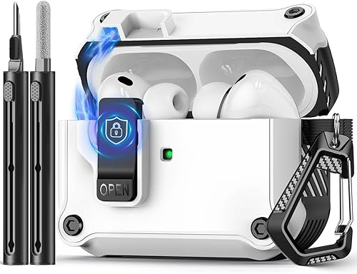 Miniatura 10 de Compatible con AirPods de 4ª generación, Funda Magnética con Bloqueo Automático, Soporte para Teléfono y Kit de Limpieza, Compatible con Funda