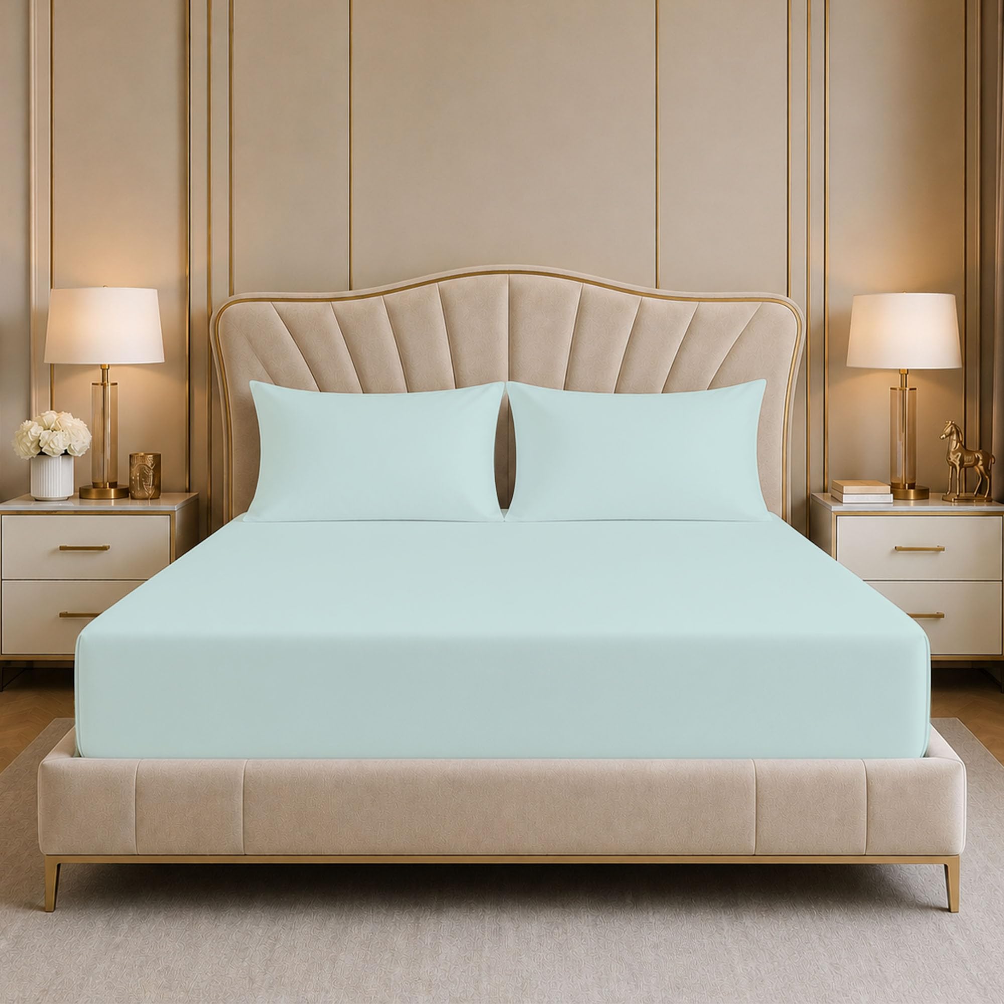 Reliancebedding Duck Egg 3Pcs Double Fitted Sheet Set, 400Tc Egyptian Cotton, 35Cm Depth