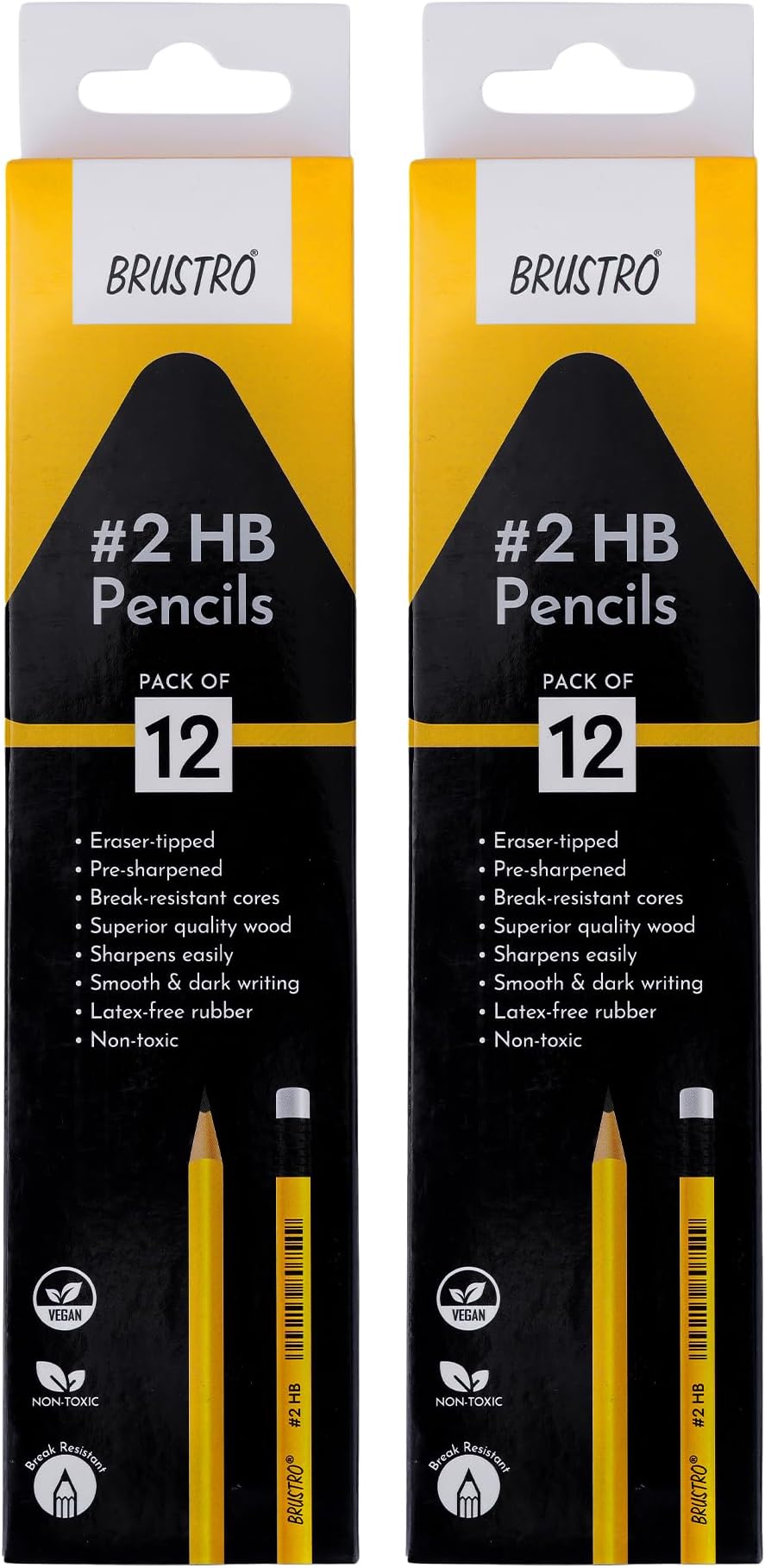 2 HB Extra Dark Pencil with Eraser Tip| 12 Pencils X 2 Pack (Total 24 Pencils) | Strong Grip,Pre-Sharpened,Smooth Handwriting | Ideal for Drawing, Sketching, Mandala, School and Office use