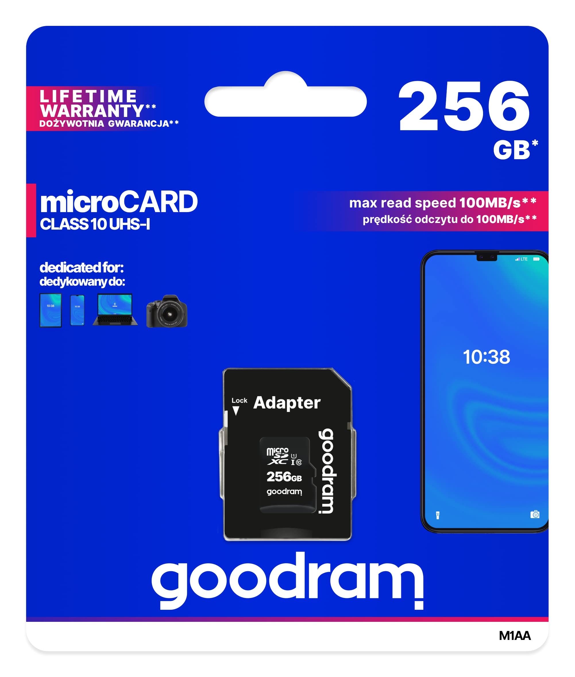 Goodram Micro Sd Uhs M1AA-2560R12 Karta Pamięci, Czarny, 256 GB