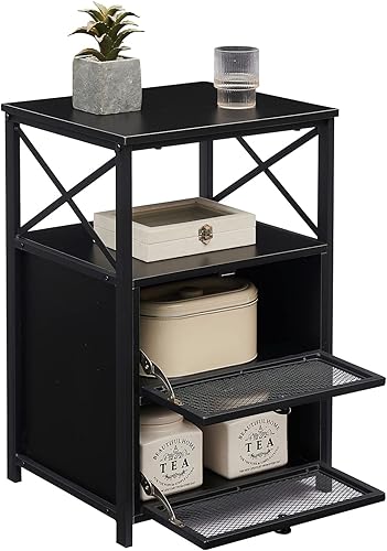 Miniatura 7 de VECELO Mesita de noche, mesa auxiliar con espacio de almacenamiento y puerta, mesitas de noche modernas para sala de estar, dormitorio, mármol