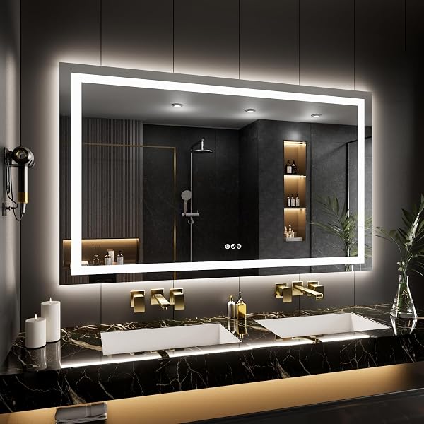 LOAAO 55"X40" LED Bathroom Mirror with Lights, UL Listed