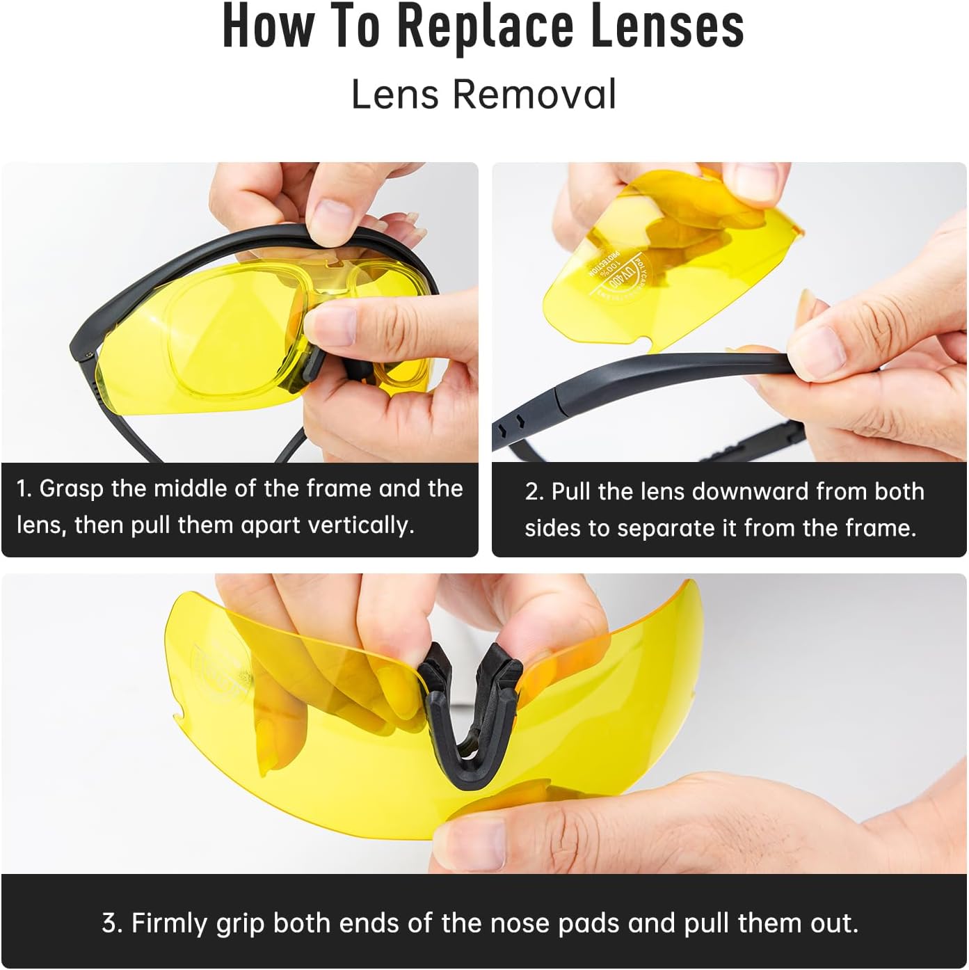 EARMOR Shooting Glasses With UV400 Protection, Anti Fog And Wind Safety Glasses for shooting, cycling, driving (3 Colors of Lens per pack) - Image 8