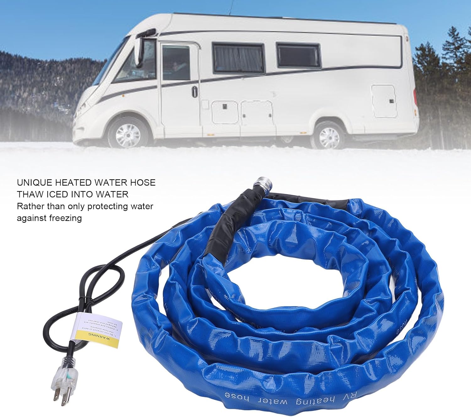 12FT Heated RV Water Hose with Thermostat, -40°F Freeze Protection, Drinking Water Safe