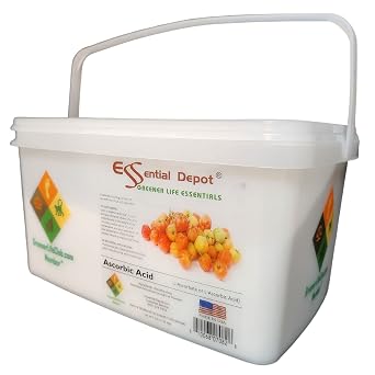 Ascorbic Acid Powder - 7 lbs - Vitamin C, L-Ascorbate, or L-Ascorbic Acid - C6H8O6 - Safety Sealed Lock tab Wide Mouthed PP Container with Resealable Cap and Reattachable Handle