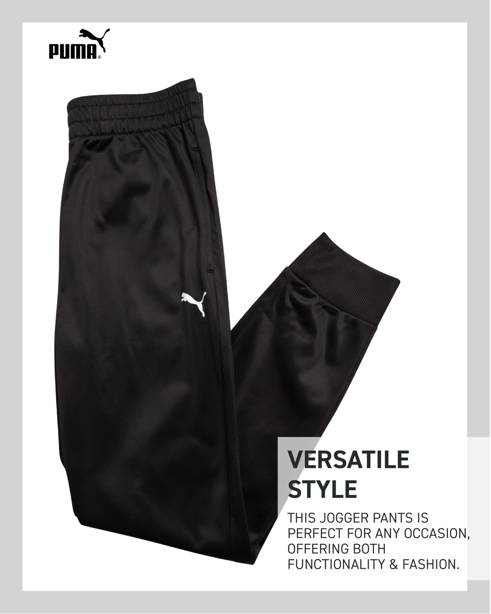 PUMA Active Boys Pants - Pantaloni sportivi in tricot, con tasche e elastico in vita (taglie: 8-20)