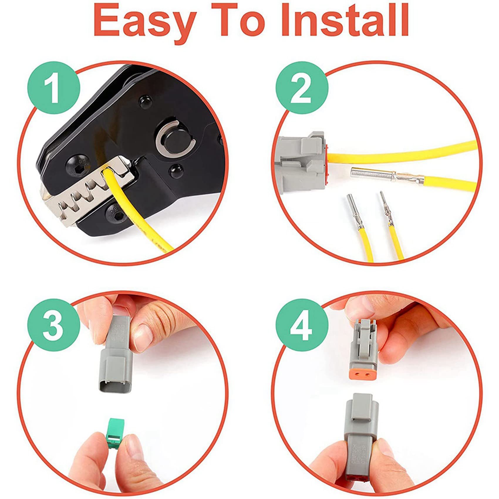 Spina Connettore Elettrico, 2 Set 2 3 4 6 8 12 Pin per Kit Assortimento Connettori Deutsch DT