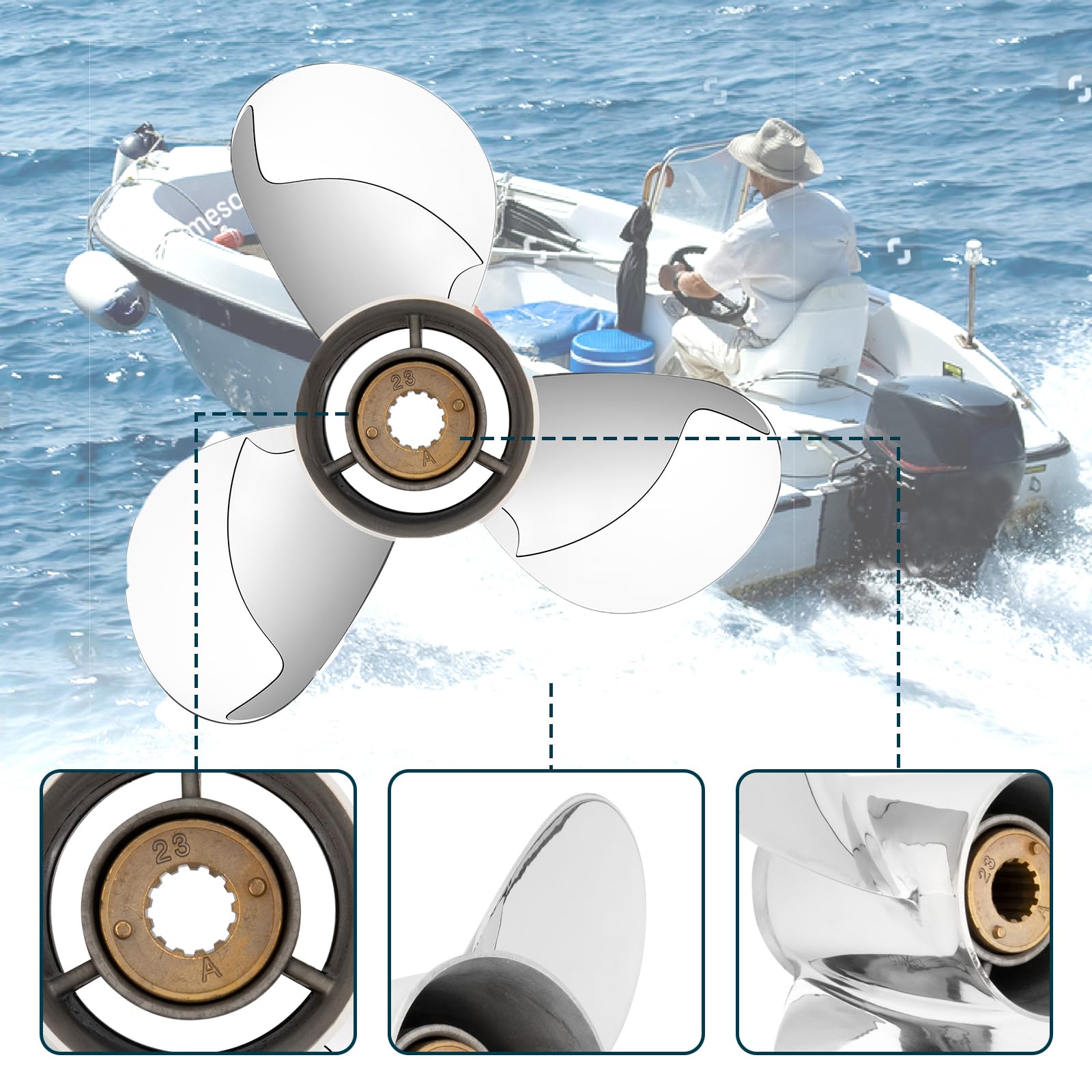 Amazon | YOUNG PROPS アップグレードステンレススチール 船外ボート