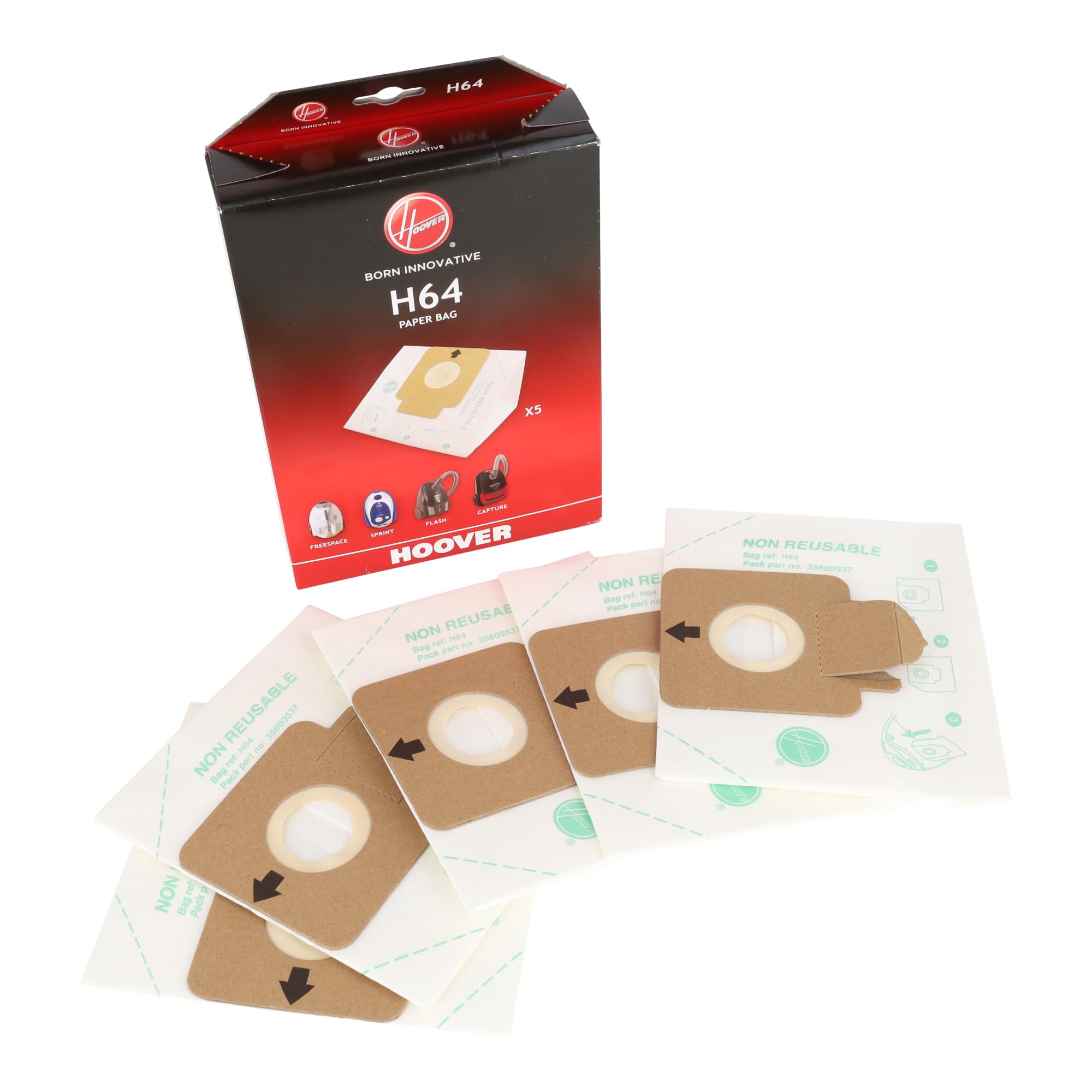 Repuesto Bolsa H64 H58 20 Bolsas Polvo Para Aspiradora Hoover - Compatible Con H64, H58, H63, Freespace, Sprint Bolsa Aspiradora Hoover Brave Bv20