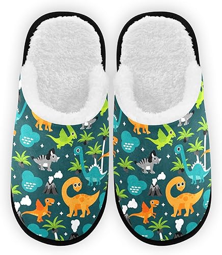 Miniatura 2 de Pantuflas de dinosaurios con palmeras para mujeres y hombres, transpirables, para interiores, hogar, pantuflas de spa esponjosas para regalo, hotel,