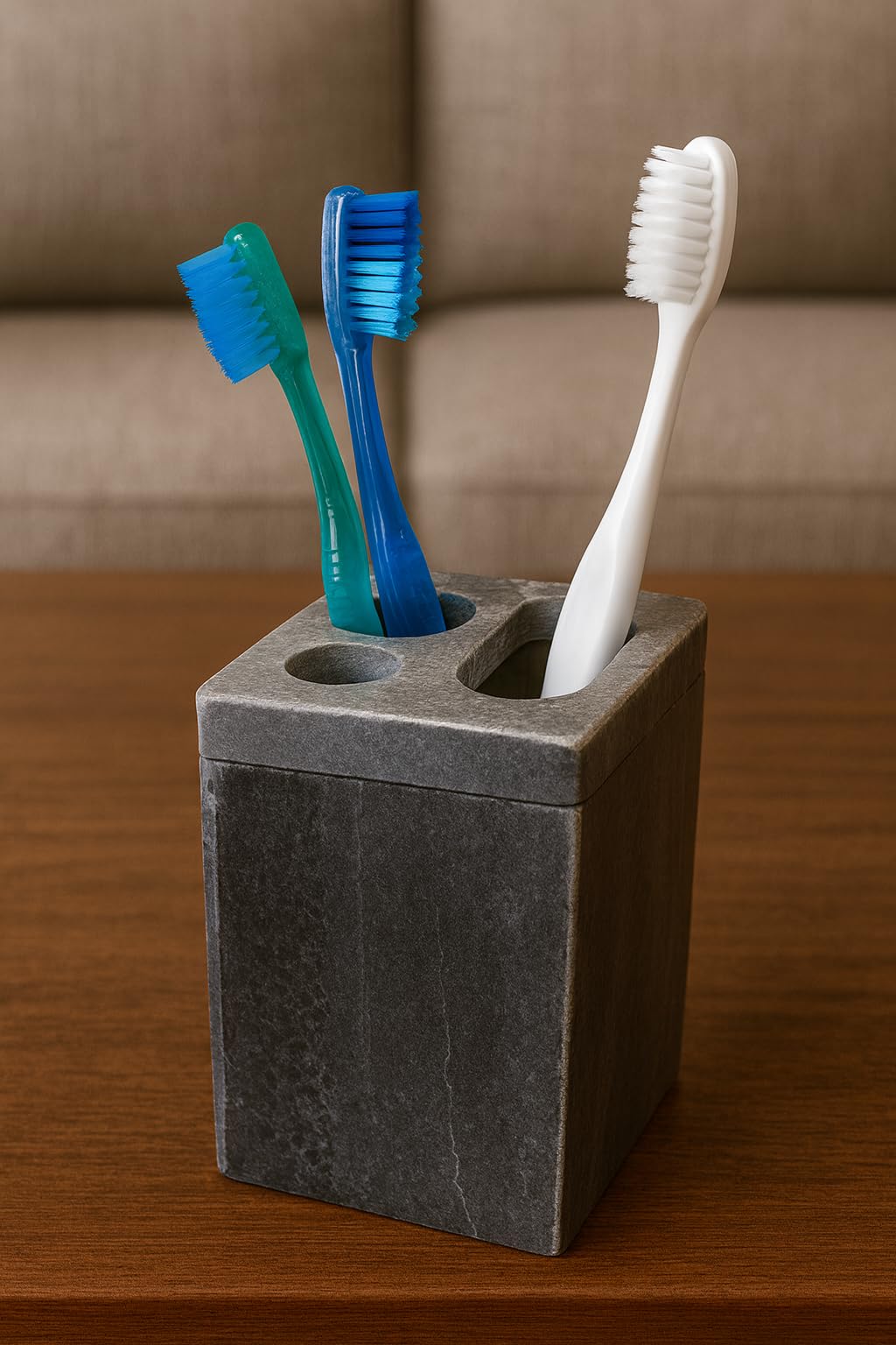 VR SOURCING Marble Toothbrush Holder Handmade Bathroom Organiser for Toothpaste and Makeup Brush | Bathroom Accessories for Wash Basin, Home, and Office