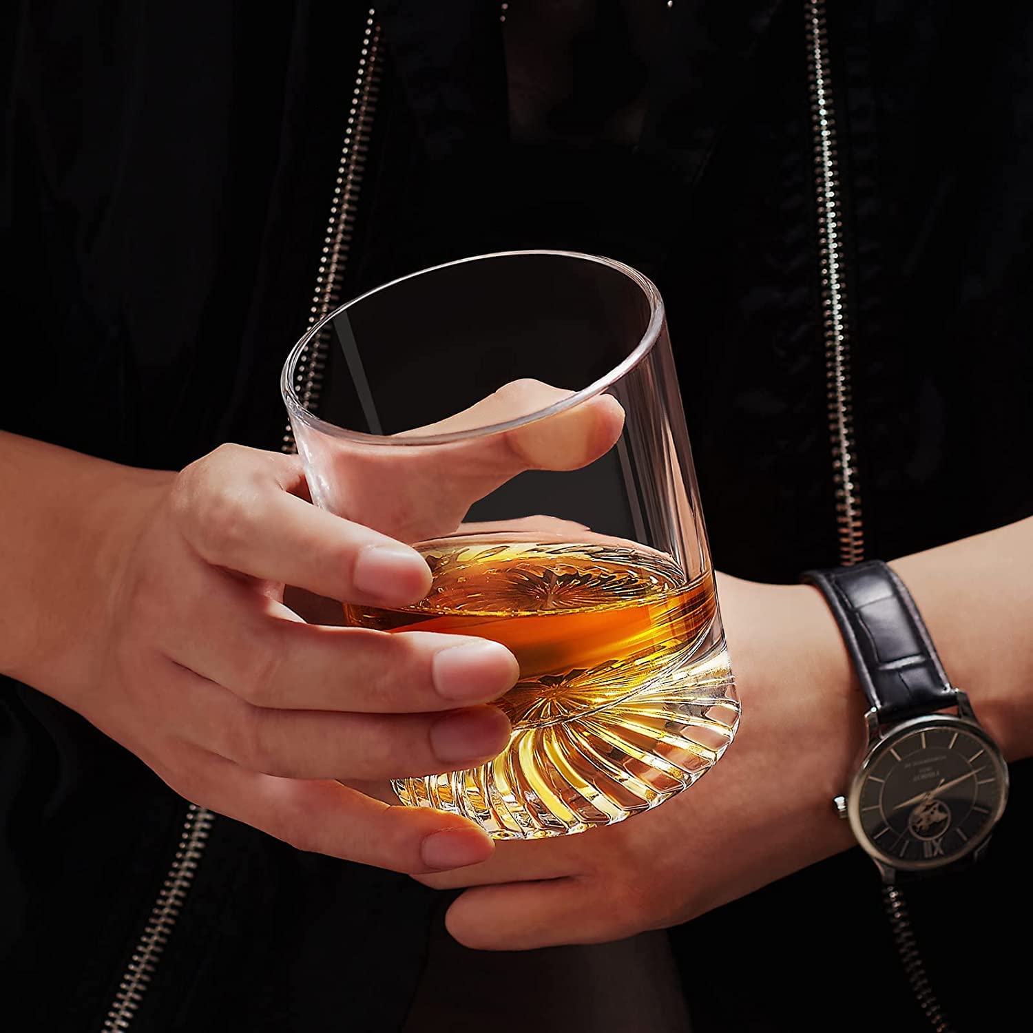 OPAYLY Juego de 6 vasos de whisky de 12 onzas, vasos de rock de 12 onzas, regalo para hombres y mujeres, beber bourbon escocés, cócteles, ron, coñac, vodka en casa bar