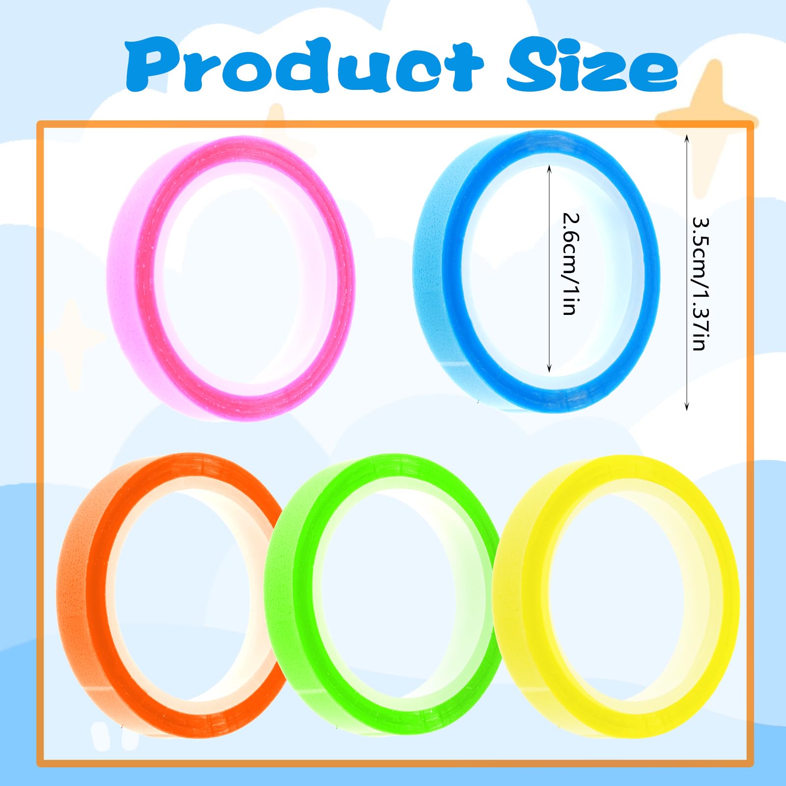Xinjoduz Lot de 5 rubans adhésifs pour surligneurs, surligneurs, ruban adhésif transparent, fluorescent, amovible, pour enseignants, étudiants, bureau, classe
