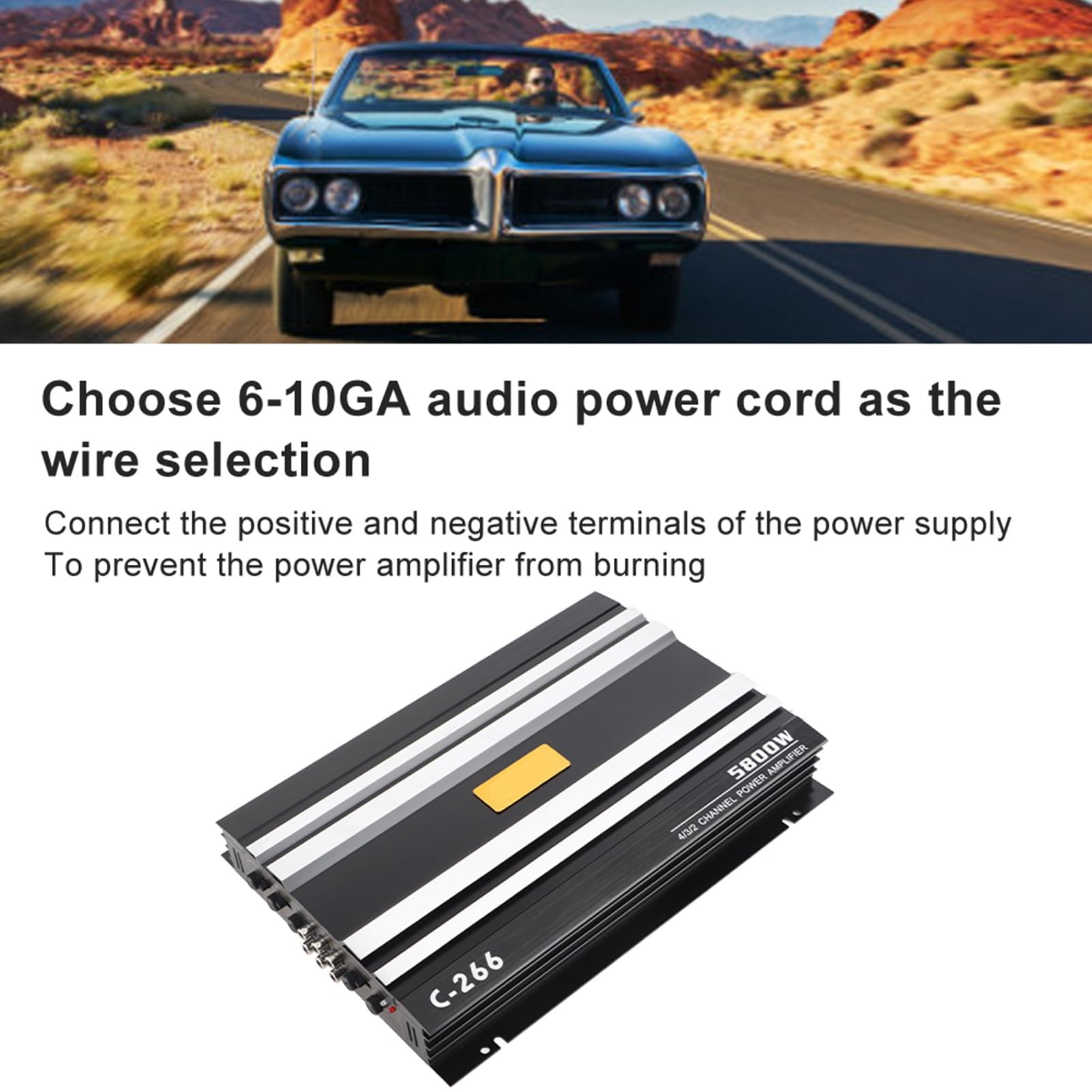 Generic 4-kanałowy Samochodowy Wzmacniacz Audio o Mocy 5800 W. Konstrukcja o Wysokiej Wydajności do Samochodów Ciężarowych o Konstrukcji z żelaza i Aluminium