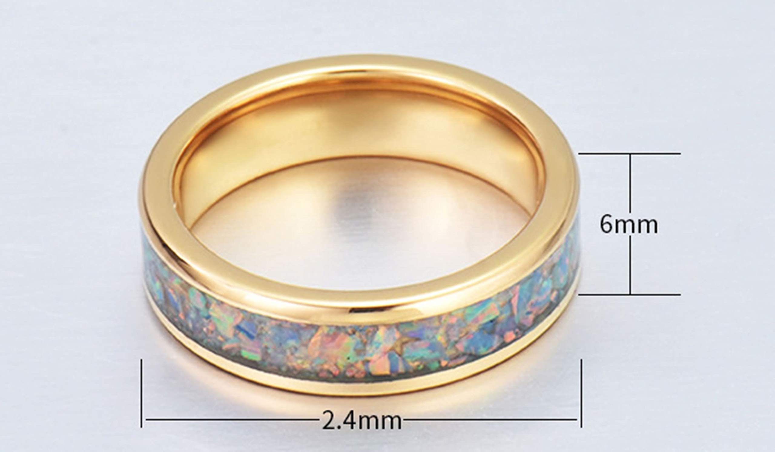 Anello Uomo Tungsteno Anello a Cupola con Opale Blu Anello di Fidanzamento Anello Uomo Personalizzabile 8MM Anello Uomo Oro Misura 12-31