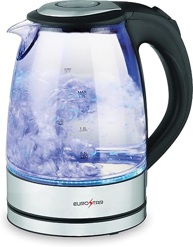 EUROSTAR EKG17 Hervidor eléctrico de vidrio 17L negro