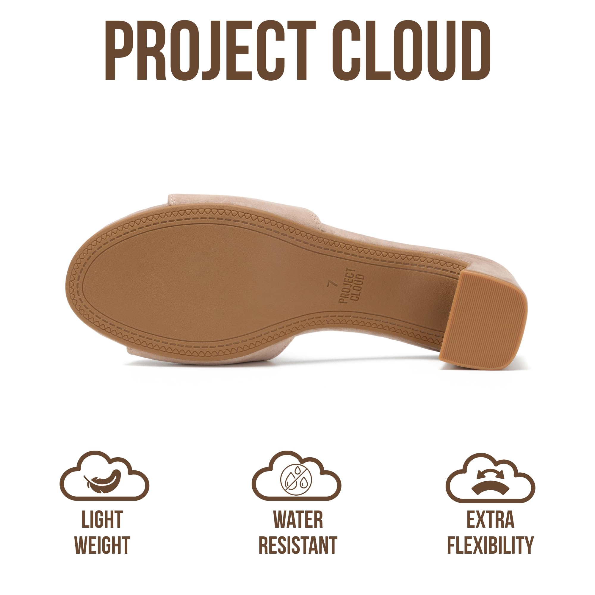 Project Cloud 100% Genuine Leather Sandals Women Footwear - Memory Foam Insole & Non-Slip Women Sandals Dressy - Lightweight Womens Heels Sandals - Slides for Women 2026 (Monaco) — view 4