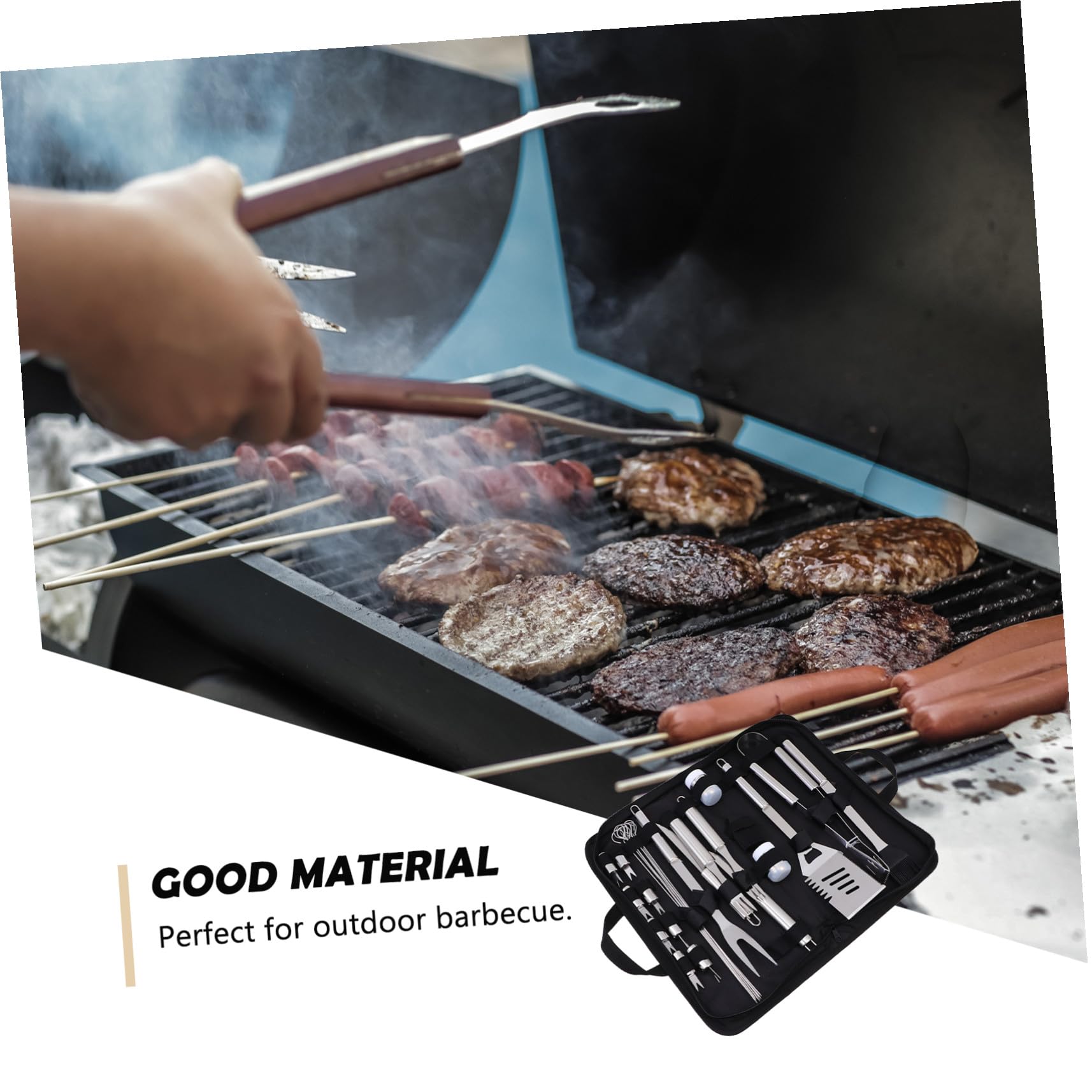 Kit Barbecue Utensili Grill Outdoor Professionale per Escursionismo e Feste con Borsa Oxford Portatile
