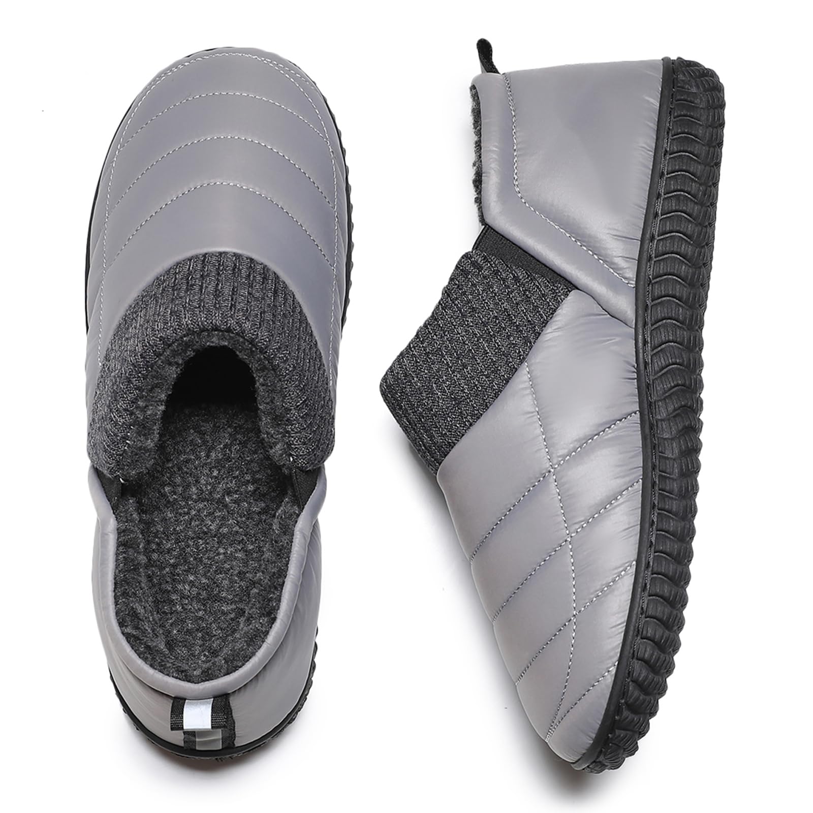 Git-up Pantuflas de hombre de espuma viscoelástica, suaves y cálidas, con tejido de punto, con paneles elásticos, zapatillas de casa para interior/exterior con suela antideslizante