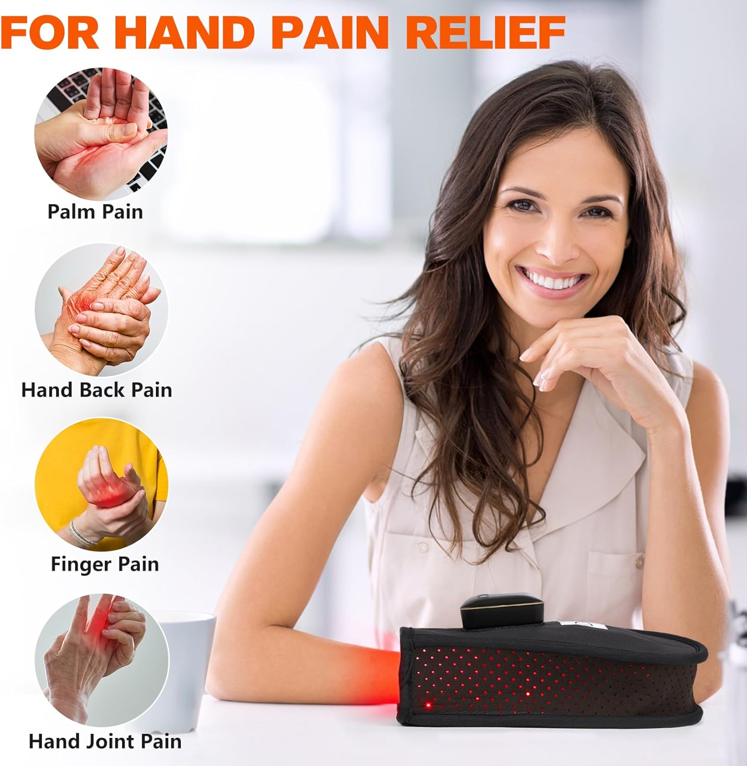 TUOB Red Light Therapy for Hand, Cordless Infrared Light Therapy Device with Battery, Led Light Therapy Double Side Pad Glove Deep Penetrate Joint Benefit for Hand Wrist Fingers Pain Relief - Image 6