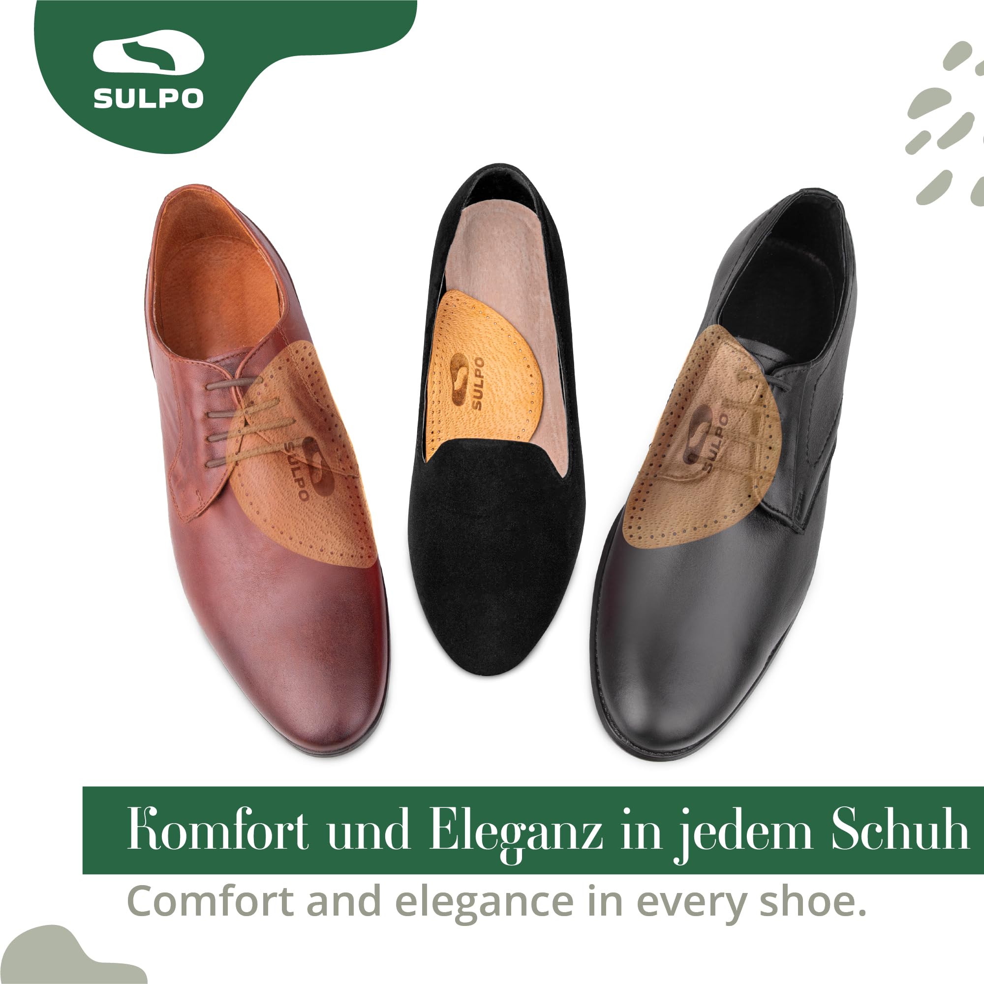 SULPO Solette ortopediche a cuneo - Solette scarpe - Solette in vera pelle per piedi piatti - Plantare piede piatto - Supporto dell'arco longitudinale - Supporto arco plantare - Metatarsale - 38-40