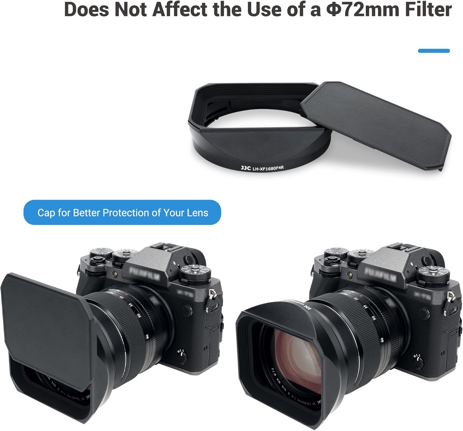 JJC Metal Square Bayonet Lens Hood Shade for Fuji Fujifilm XF 16-80mm f/4 R OIS WR Lens on Fuji X-T5 XT5 X-T4 XT4 X-S10 XS10 X-T3 XT3 X-T2 XT2 X-H2 XH2 Camera, for Fuji XF 16-55mm F2.8 R LM WR II Lens